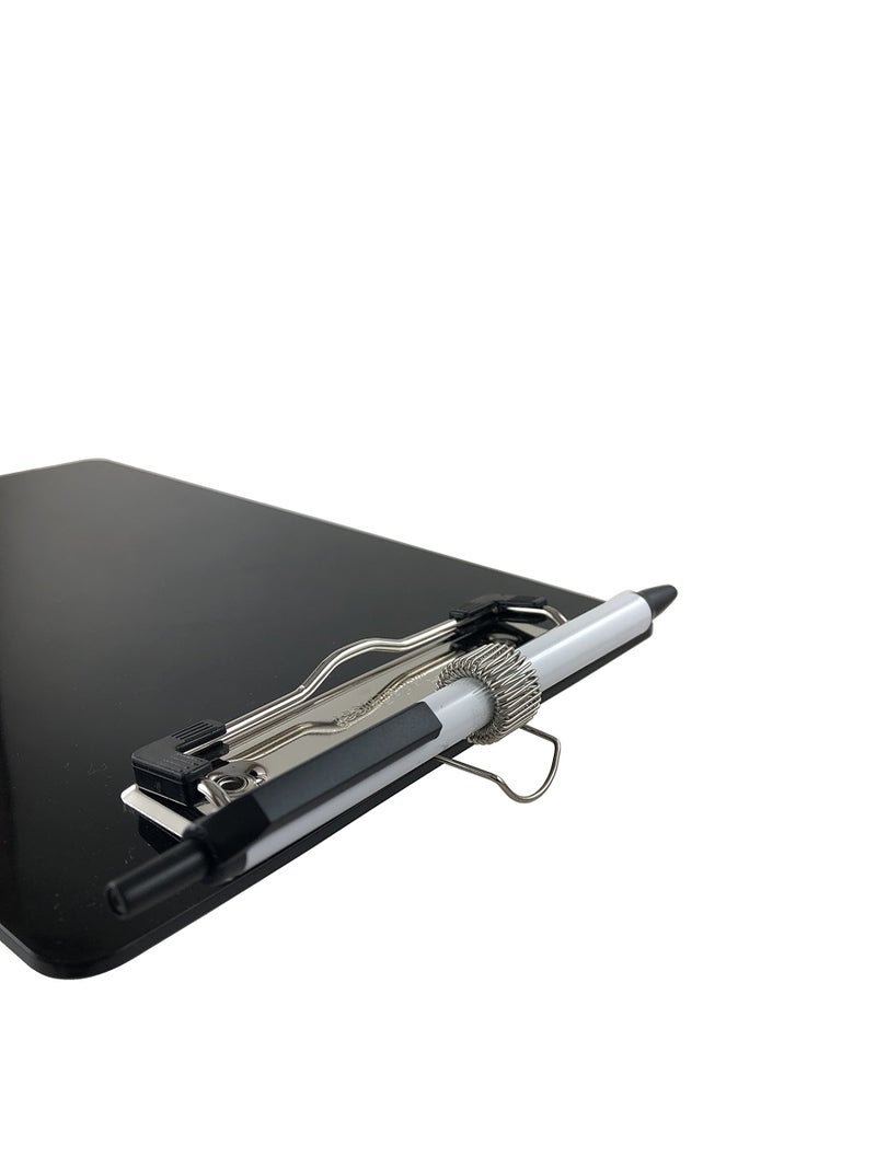 Trade Quest Small Memo Clipboard 6'' x 9'' Pen Holder Clip Plastic (Black) (Pen Included) (Pack of 6) - Image 5